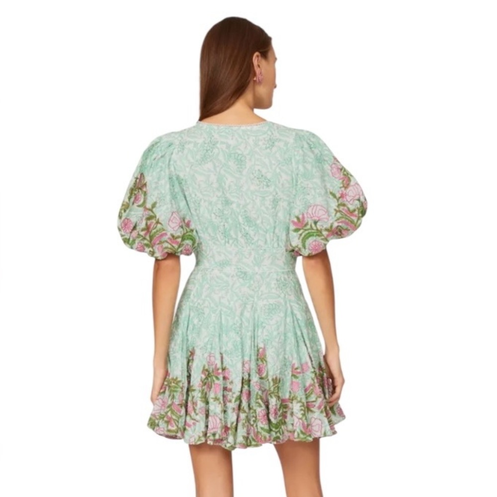 HEMANT & NANDITA Mint Green Floral Mini Dress - Picture 5 of 12